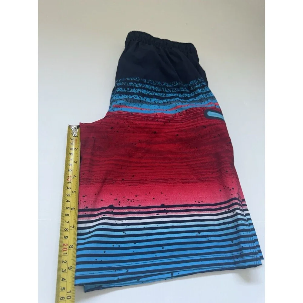 Wonder Nation Boys XL 14-16 Swim Trunks Board Shorts Red Blue Striped Beach